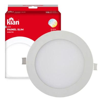 Painel LED de Embutir Redondo 15W 6000K Bivolt Branco 18,8cm Kian