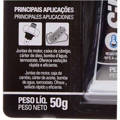 Silicone Acético Alta Temperatura Vedação Construção Civil Preto Tekbond 50G