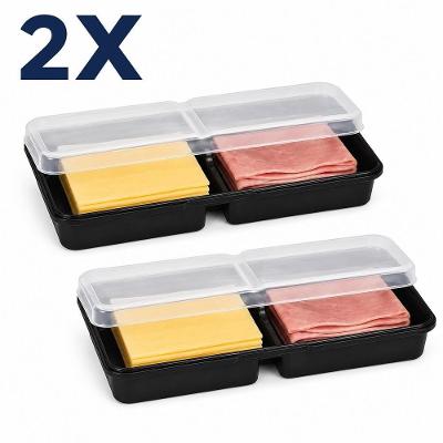 Organizador para Geladeira Kit 2 Porta Frios Duplo Elloplas Polipropileno Tampa Removível