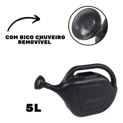 Regador Plástico para Irrigação Jardins Plantas Pequenas Áreas 5L Preto Metasul