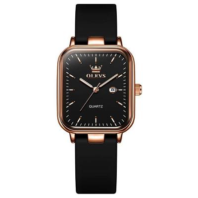 Relógio Feminino Relógio Feminino Moderno Mostrador Quadrado Silicone à Prova D'Água Preto Rose