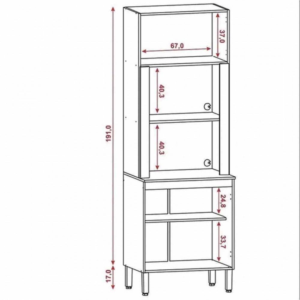 Paneleiro Kits Paraná Ametista Duplo 4 Ptas S/Gavetas Freijo - 2