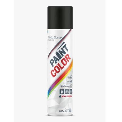 Tinta Spray Alta Temperatura 400ML 200G Preto Fosco para Escapamentos e Lareiras Paintcolor