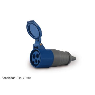 Acoplamento Industrial 3P+T 32A 220V com Corrente Alta Azul Soprano