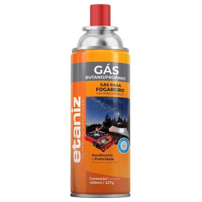 Gas para Fogareiro 6 Cartuchos 400ML 227G Uso Diario Etaniz