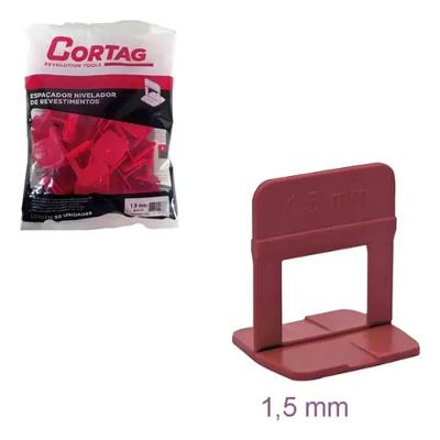 Espaçador Nivelador Reutilizável 1,5mm 50 Peças Eco Vermelho para Pisos e Revestimentos Cerâmicos