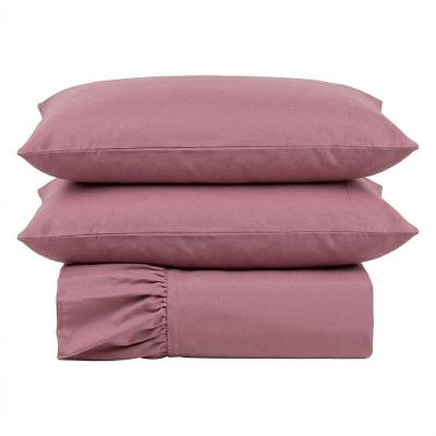 Kit Cobre Leito Turin Queen 3 Peças Micropercal 400 Fios Babado Liso Rosê Casa Scarpa