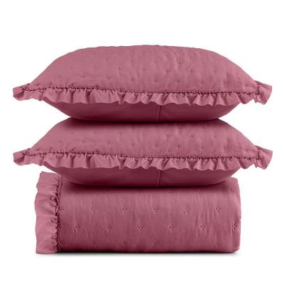 Kit Cobre Leito Elegance King Microfibra 3 Peças Rosa Casa Scarpa