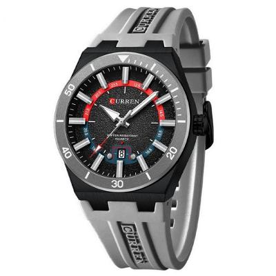 Relógio Masculino Mostrador Texturizado de Pulso Casual Esportivo de Quartzo Silicone Cinza