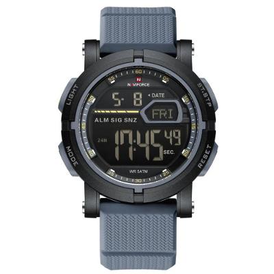 Relógio Esportivo Digital Masculino Led para Homens à Prova D'água de 50m Azul Claro Naviforce