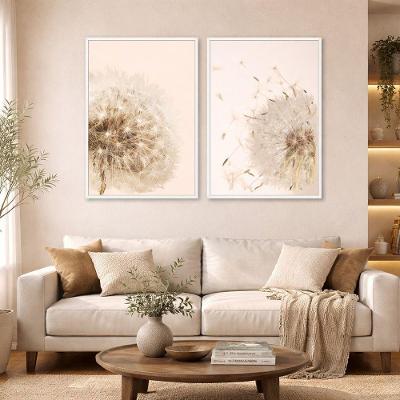 Quadro Decorativo Dente de Leão Duo 01 Retangular Moldura Premium Branco SHD Soleil Home Decor