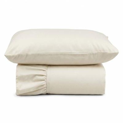 Kit Cobre Leito Turin Solteiro Micropercal 400 Fios 100% Poliéster Liso Marfim Casa Scarpa 2 Peças