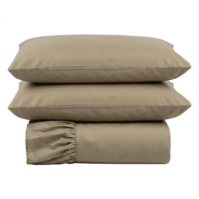 Kit Cobre Leito Turin Casal Micropercal 400 Fios 3 Peças Liso Bege Casa Scarpa