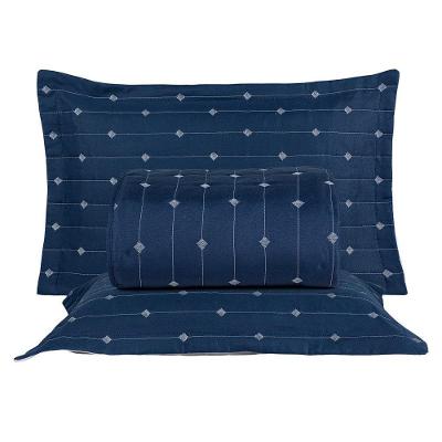 Kit Cobre Leito Rubine Casal Micropercal 400 Fios 3 Peças Azul Marinho Casa Scarpa