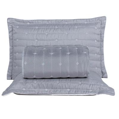 Kit Cobre Leito Rubine Casal Micropercal 400 Fios 3 Peças Cinza Casa Scarpa