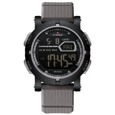 Relógio Esportivo Digital Masculino Led para Homens à Prova D'água de 50m Cinza Claro Naviforce