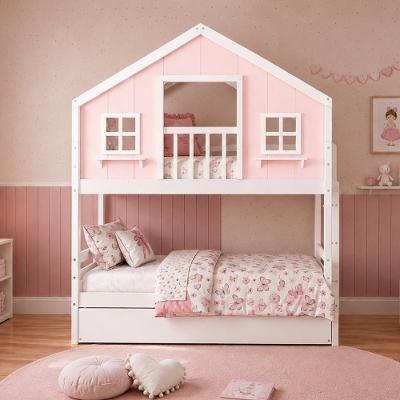 Treliche Infantil Casinha dos Sonhos com Varanda Madeira Maciça Rosa Branco Megamobília
