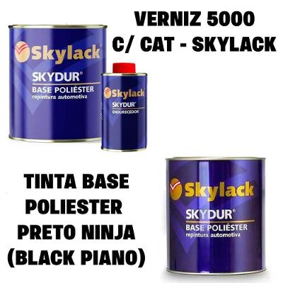 Tinta Automotiva Black Piano + Verniz 5000 Acabamento Elegante Brilho Intenso Skylack