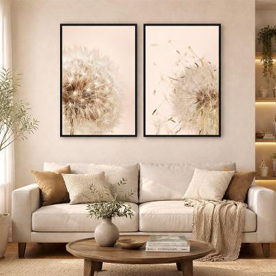 Quadro Decorativo Dente de Leão Duo 01 Retangular Moldura Preta SHD Soleil Home Decor 2 Peças