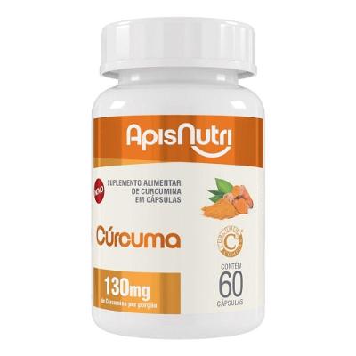 Suplemento Alimentar Apisnutri Cúrcuma 130mg com Curcumin C3 Complex Americano sem Sabor 60 Caps