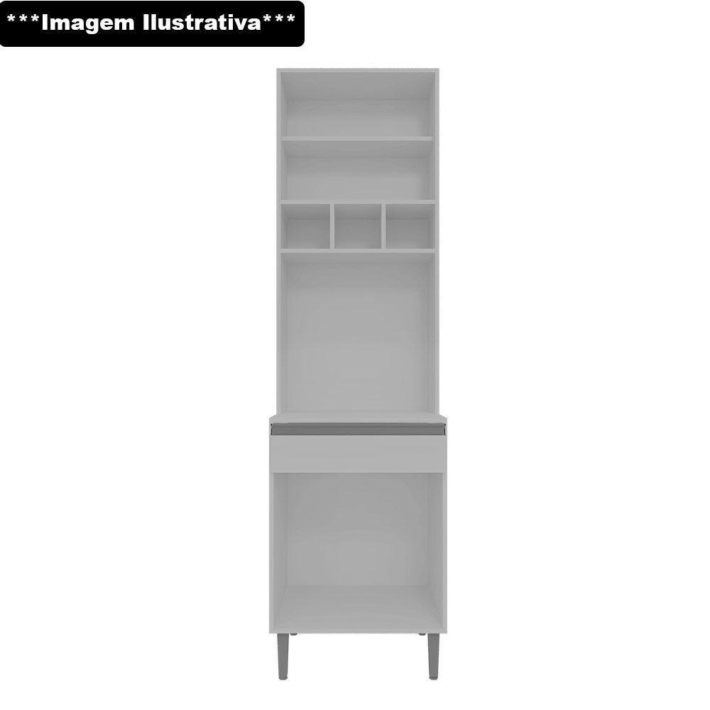 Paneleiro Duplo 61Cm Com Nicho Garrafeiro 4 Portas 1 Gaveta Andréia Branco - Ajl Móveis - 3