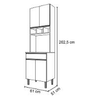Paneleiro Duplo 61Cm Com Nicho Garrafeiro 4 Portas 1 Gaveta Andréia Branco - Ajl Móveis - 2