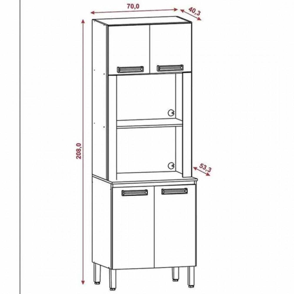Paneleiro Duplo 4 Portas Sem Gavetas Freijo/Gris - 3