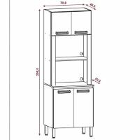 Paneleiro Duplo 4 Portas Sem Gavetas Freijo/Gris - 3