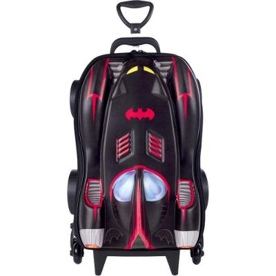 Mala Infantil com Rodinhas 20L Poliester Batman 3D Preta Max Toy