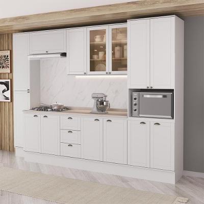 Cozinha Completa Milla Olivia Flex 14 Portas 3 Gavetas MDF 310CM Branco Móveis Carraro