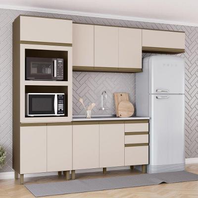 Cozinha Compacta 4 Peças com Torre Quente Connect 10 Portas 5 Prateleiras MDF Duna-cristal Móveis