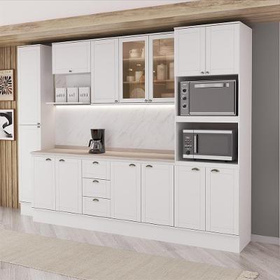 Cozinha Completa com Balcão Milla Pearl Soul 14 Portas MDF 310CM Branco