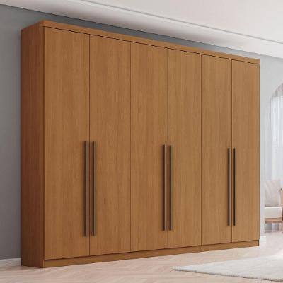 Guarda Roupa Casal New Jade 6 Portas de Bater 3 Gavetas MDP Cinamomo Móveis Henn