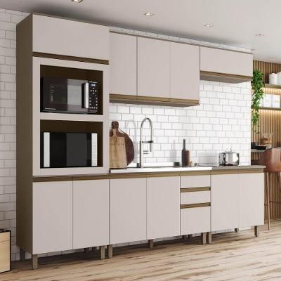 Cozinha Compacta 5 Peças com Espaço para Cooktop Connect 12 Portas MDF Marrom Móveis Henn