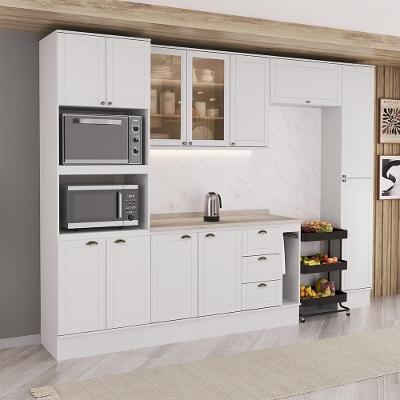 Cozinha Completa com Balcão Milla Loft 12 Portas 3 Gavetas MDF Branco Móveis Carraro