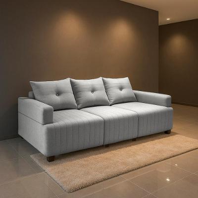 Sofá Living Leona 3 Lugares 235CM Cinza Linho Bom Pastor Móveis