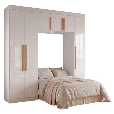 Guarda Roupa Solteiro Madrid 6 Portas de Bater MDP Closet Espaço para Cama 0,88m Branco Maxel Móveis
