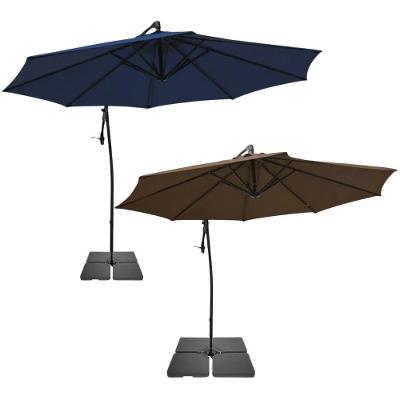 Ombrellone Lateral Suspenso 3M para Praia Estrutura em Alumínio Azul com Base 60L 4 Peças Preto