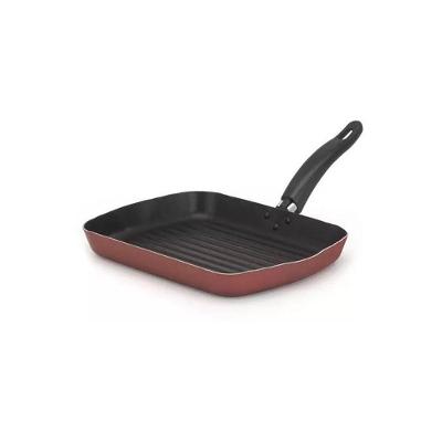 Frigideira Bifeteira Grill Techflon Alumínio Antiaderente 23CM Vermelho Nacional