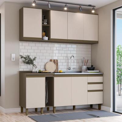 Cozinha Compacta 6 Peças para Pia Lora 8 Portas 5 Prateleiras MDF Duna-cristal Casa 812