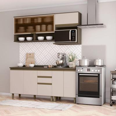 Cozinha Compacta 4 Peças com Tampo Lora 4 Portas 4 Prateleiras MDF Duna-cristal