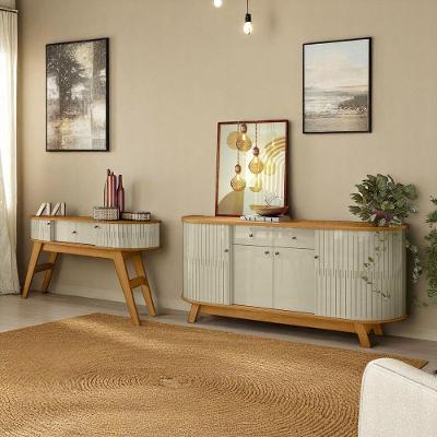 Conjunto Aparador e Buffet Turim Verona 4 Portas 2 Gavetas MDP Cumaru Opala