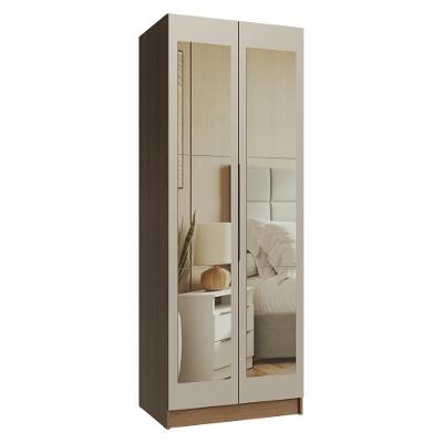 Guarda Roupa Modulado Neo 2 Portas de Bater com Espelho 4 Gavetas MDP Rustic-crema Madesa 80CM