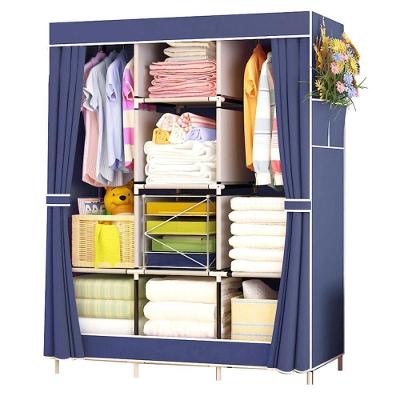 Guarda Roupa Portatil com Prateleiras Arara Cabideiro Organizador Azul