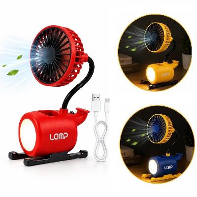Mini Ventilador de Mesa Multifuncional Branco Luz LED Organizador Porta Canetas Suporte Celular