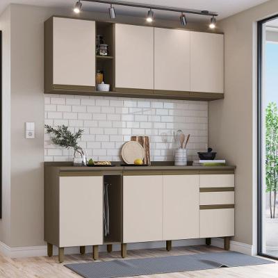 Cozinha Compacta 6 Peças com Tampo Connect 8 Portas 5 Prateleiras MDF Móveis Henn