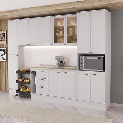 Cozinha Completa com Balcão Milla Chloe Full 13 Portas 3 Gavetas MDF Branco Móveis Carraro
