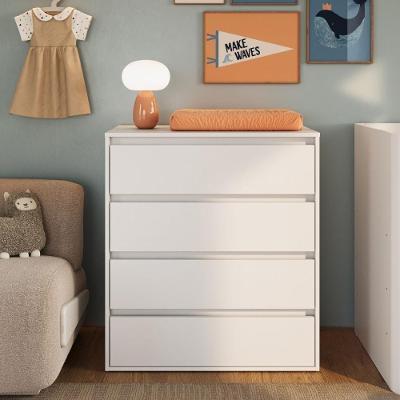 Cômoda Essencial 4 Gavetas MDP Puxador Embutido Branco