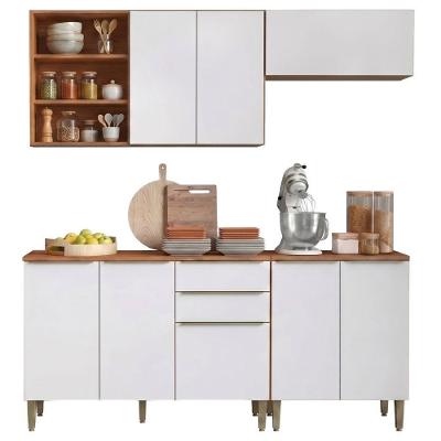 Armário de Cozinha Completa 8 Portas 2 Gavetas MDF 200CM Amadeirado Aramóveis
