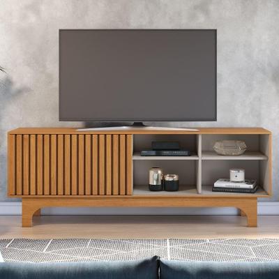 Rack para TV Até 70 Polegadas CRJCM-RCK006 MDP-MDF 1 Porta de Correr 4 Nichos Cinamomo-Off White
